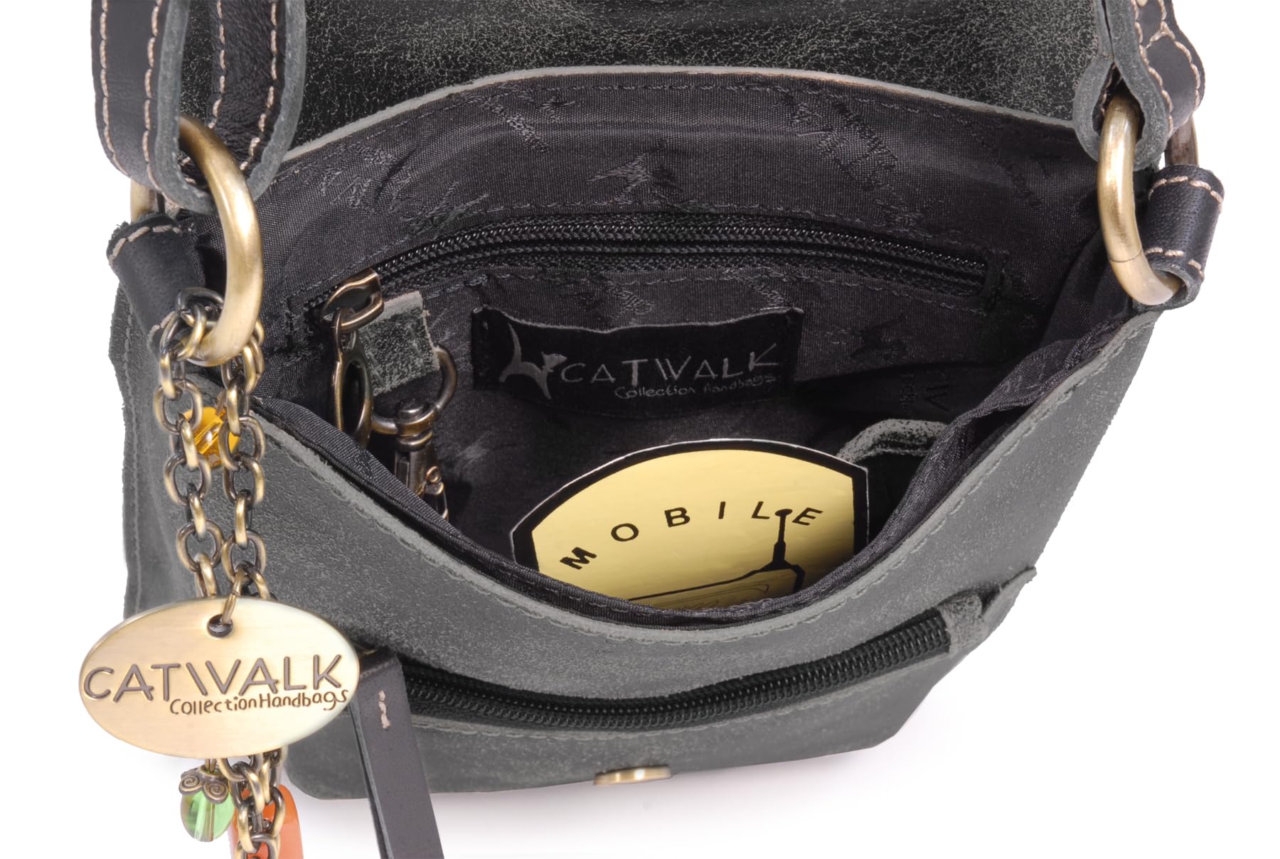 Catwalk Collection Handbags - Bolso Bandolera Pequeño - Bolsito Mujer - Piel Envejecida - Correa Ajustable - Mensajero - Jolene