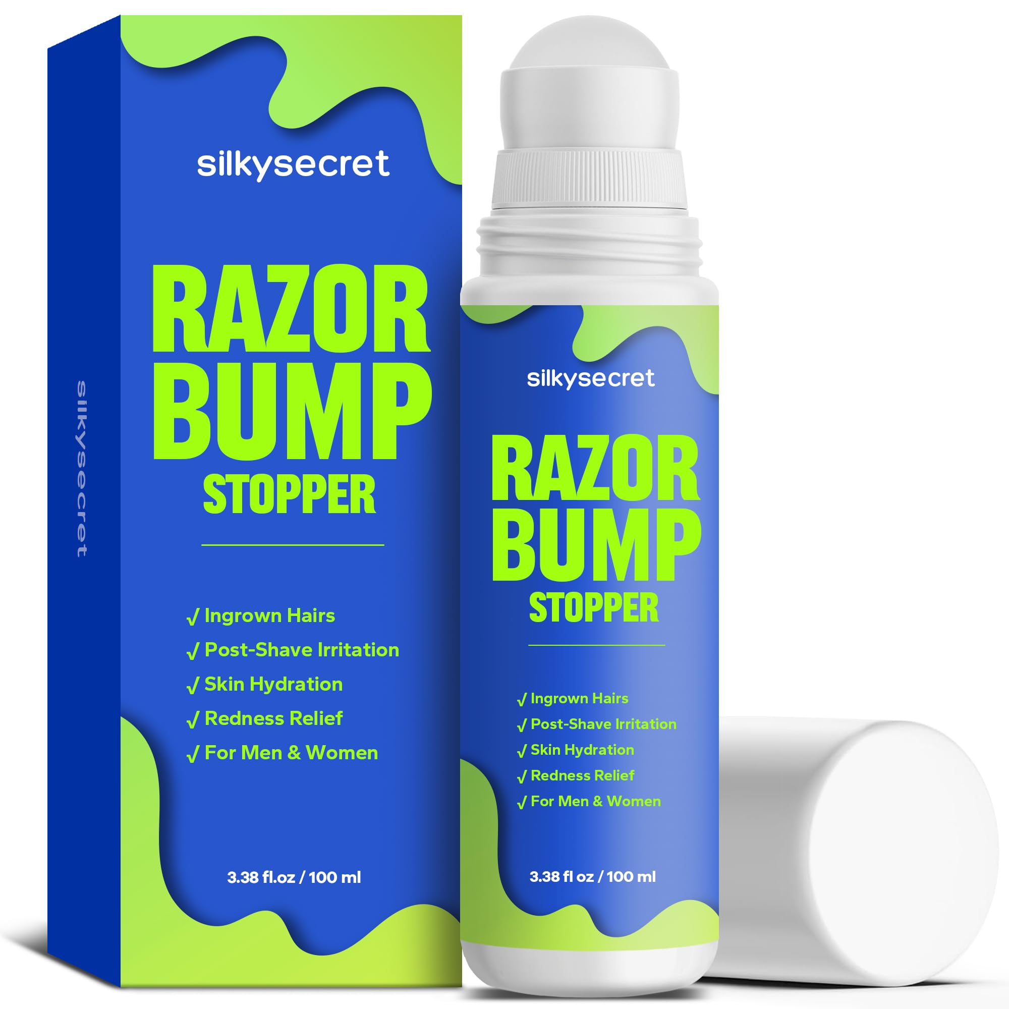 Razor Bump Stopper (3.38 Fl Oz), Ingrown Hair Treatment for Men & Women, Razor Burn Relief for Bikini Area, After Shave Lotion for Smooth, Bump-Free Skin