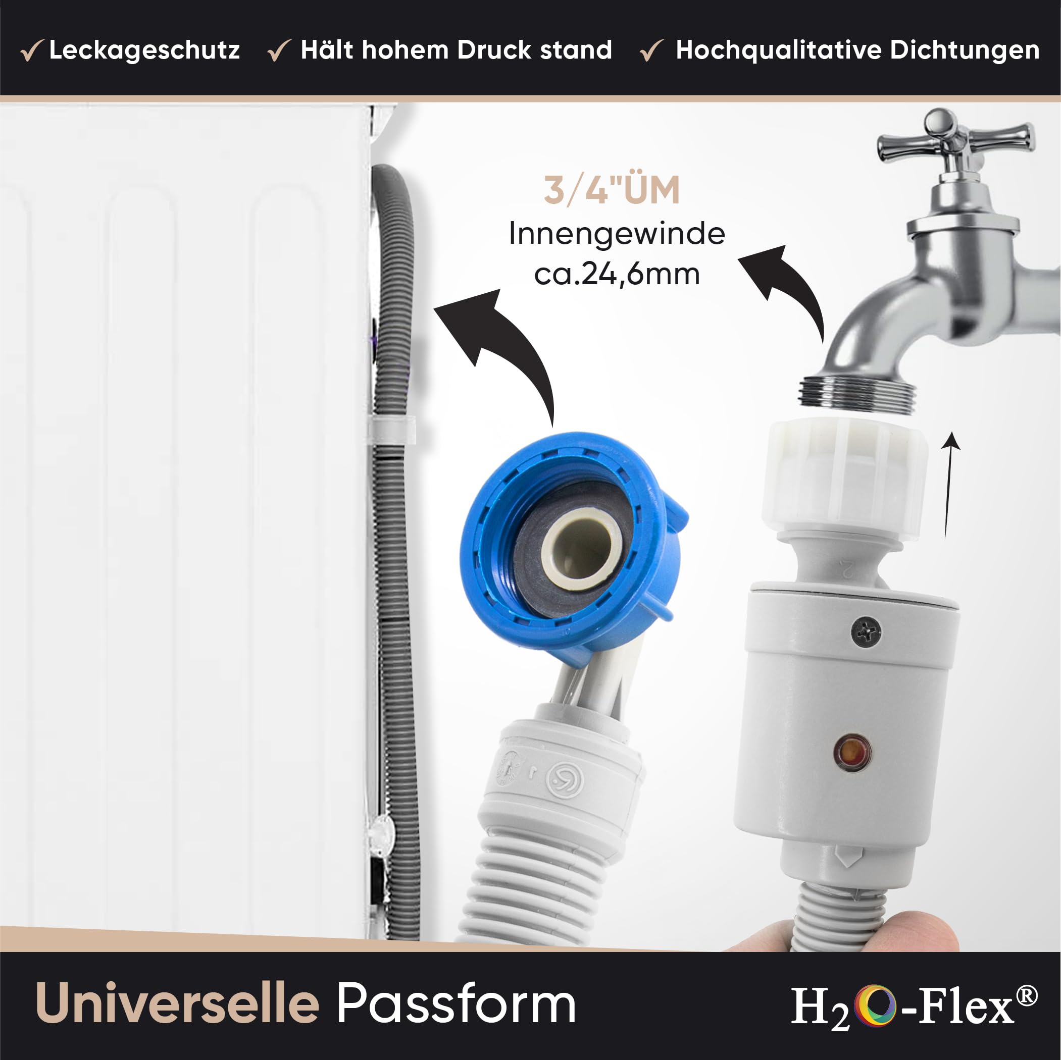 Aquastop Schlauch/Aquastop/Sicherheitszulaufschlauch für Waschmaschine und Geschirrspüler, 1,5m