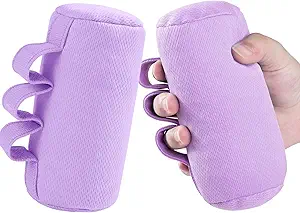 Palm Grips, Hand Contracture Cushions, Finger Grips, Finger Splitter, Palm Protector for Hand Contracture, Grip Strengthener Pad for Elderly, Stress Relief, Sweat Resistant, Washable, Purple, 2 Pcs