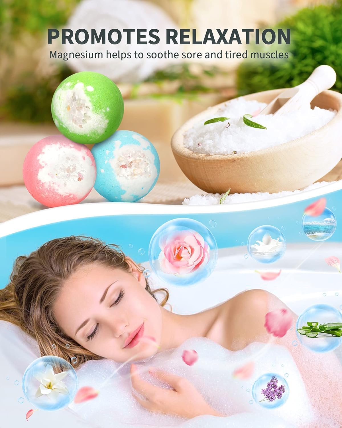 Light Up Bath Bombs with Surprise Inside, 4.23 oz XL Natural Gift Set 6 with Essential Oils, Magnesium Large Bath Bombs for Women Relaxing Spa Skin Moisturize Gifts for Women - Image 5