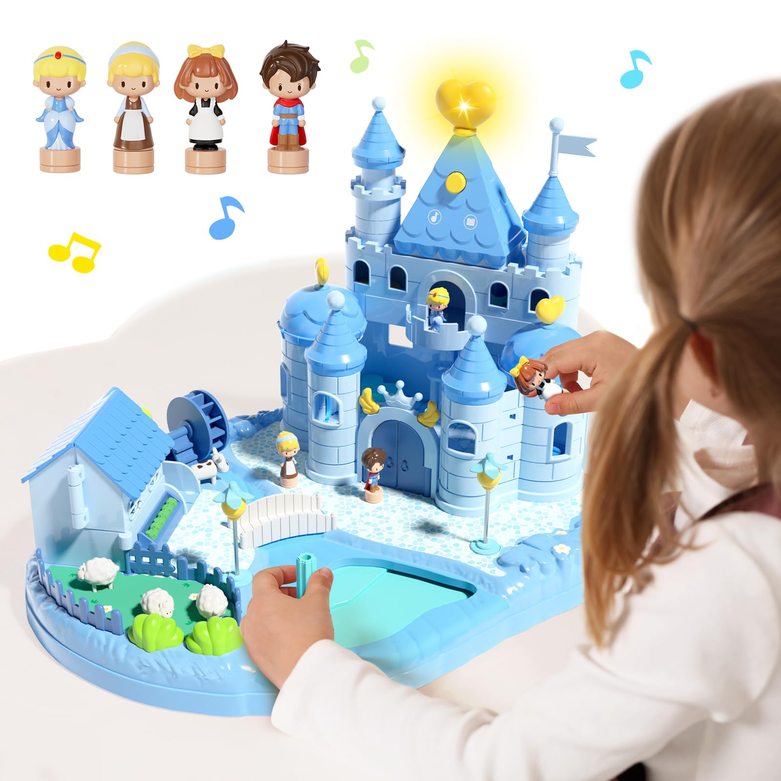Magnetic Dollhouse Playset for 2-4 Years Old Girls Gifts, Doll House Girl Toys with Light, Music, 4 Toy Figures, Christmas Birthday Gifts for Girls Age 2 3 4 5 6