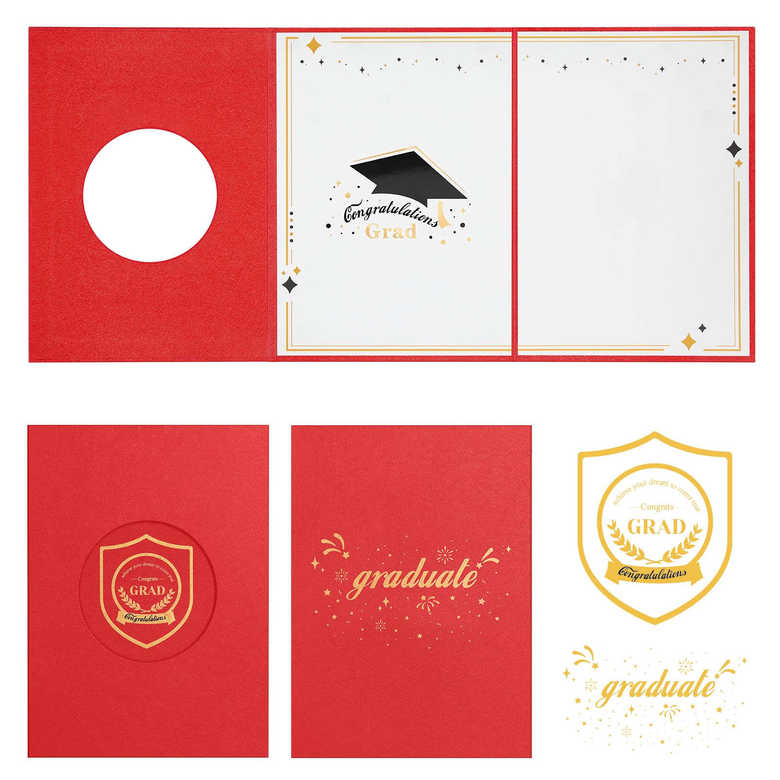 IRENE Graduation Guest Book 2025, Red Gold Graduation Decorations Class of 2025 Decorations Party Guest Book Alternative, Graduates Signature Board for Men Women Congrats Party Signing