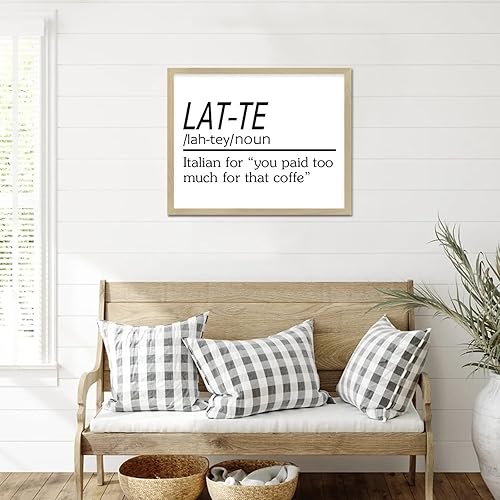 Miniatura 5 de Letrero artístico de madera de estilo rústico con la divertida definición del sustantivo de Lat-Te, marco beige para puerta delantera, casa de