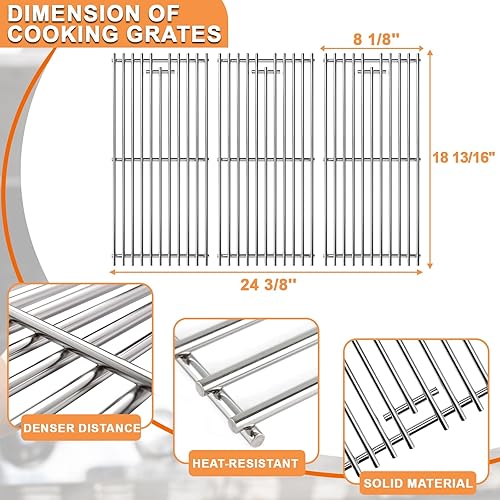 Miniatura 3 de Rejillas de parrilla para piezas de repuesto KitchenAid 720-0787D 720-0953 3 quemadores 720-0953A 730-0953, rejillas de cocción para Kitchen Aid