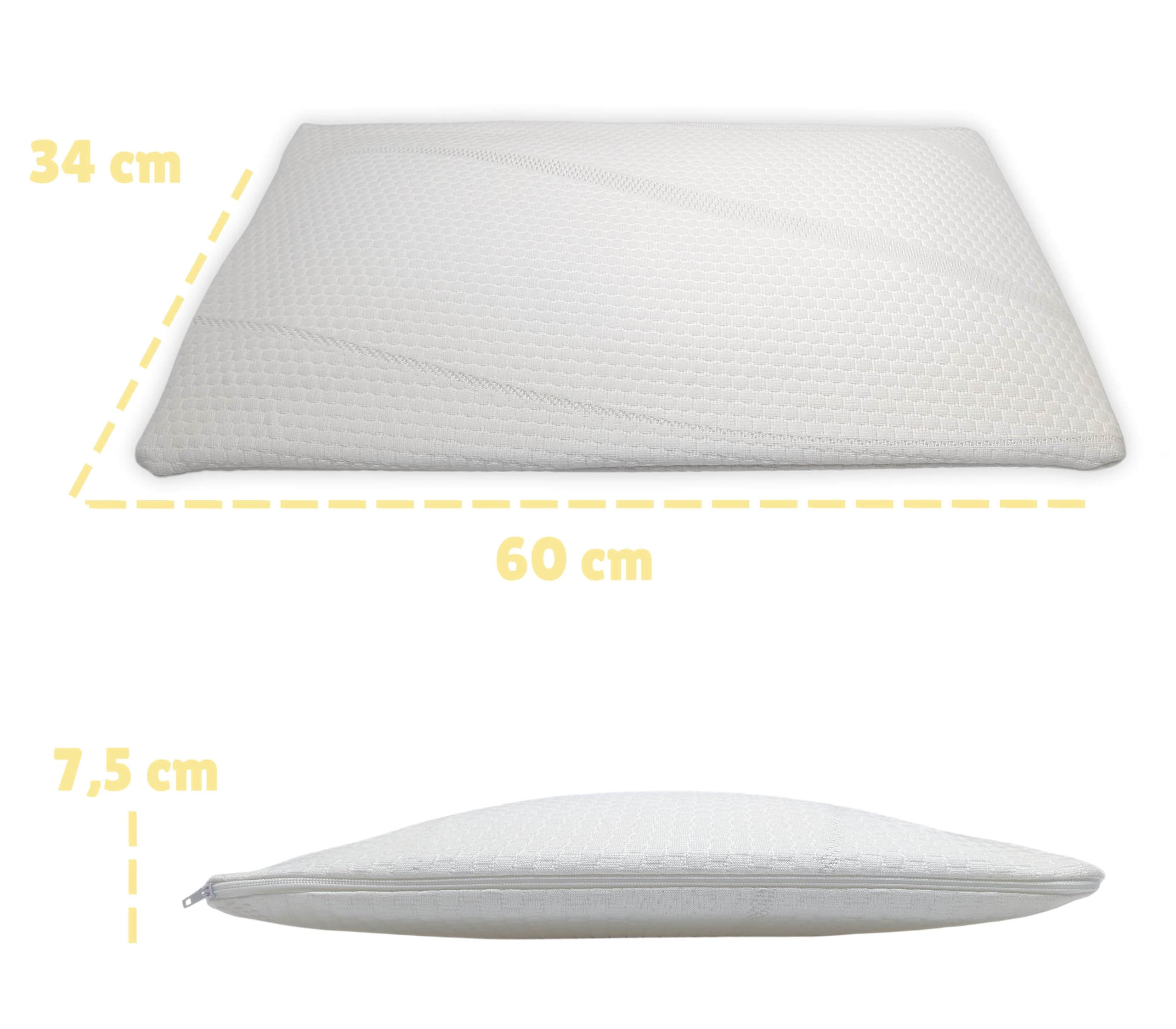Michelangelo HomeRelax Cuscino Bambino DISPOSITIVO MEDICO, 3 4 5 6 7 Anni Memory Foam, 60 x 34 cm, per Lettino, Made in Italy OEKO-TEX Ipoallergenico Anallergico Antiacaro Culla