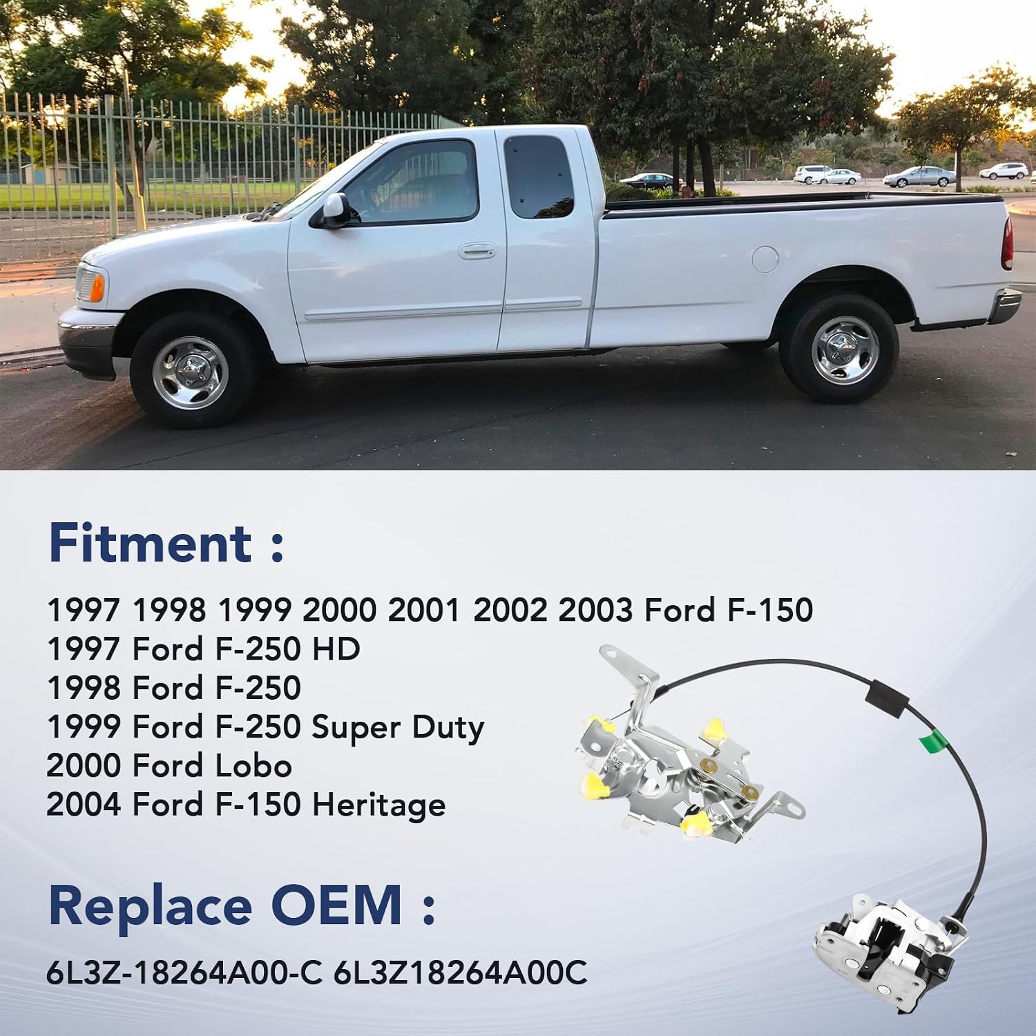 Rear Passenger Side Door Lock Lower Latch Actuator fot for Ford F-150 Extended Cab Pickup F-250 Super Duty 1997 1998 1999 2000 2001 2002 2003 2004 Rear Right Lock Latch Replaces 6L3Z-18264A00-C