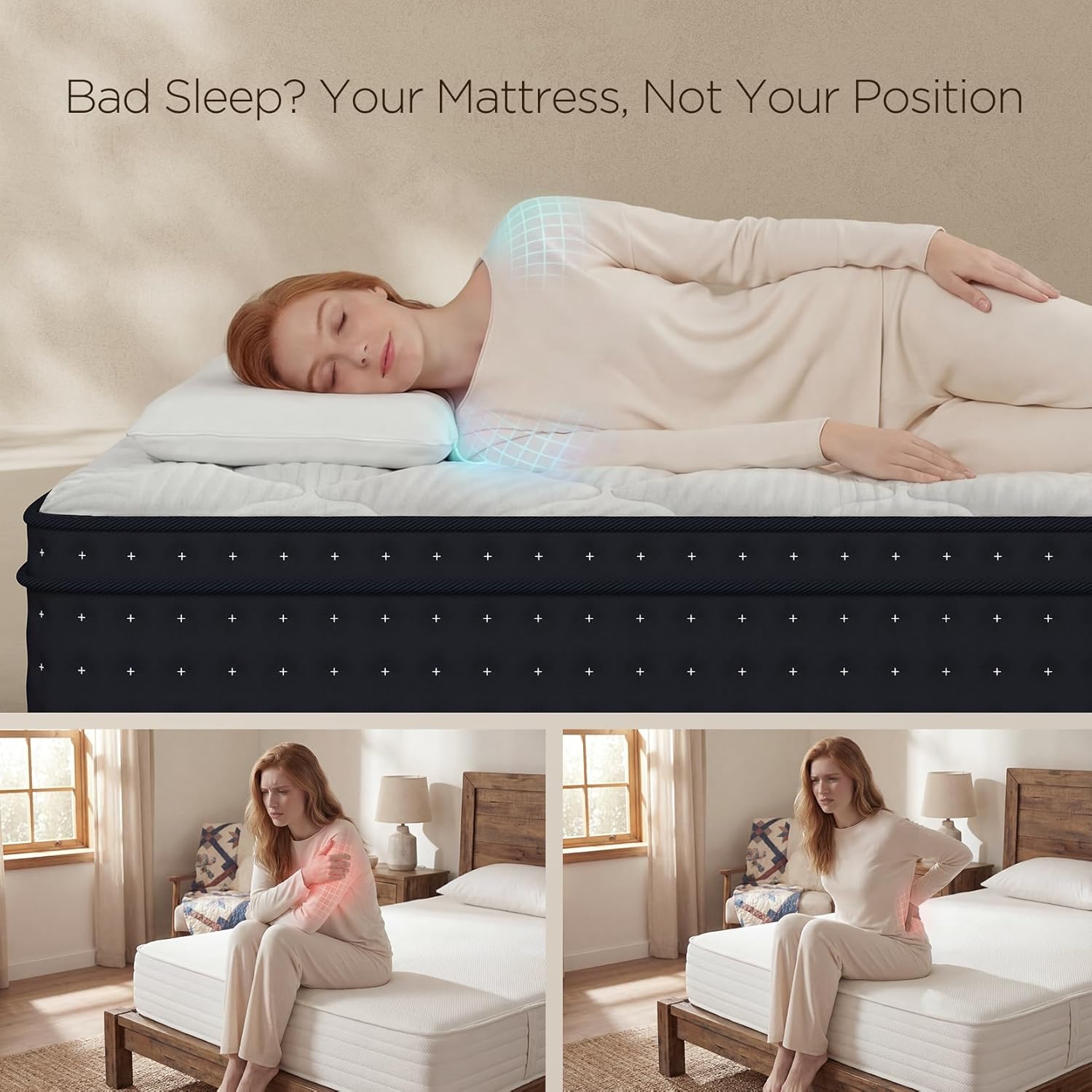 Vesgantti King Mattress 12 Inch - King Size Mattress Medium Plush Hybrid with Multi-Layer Thick Top, Motion Isolation Pocket Springs for Side Sleepers, Back Pain Relief, CertiPUR-US