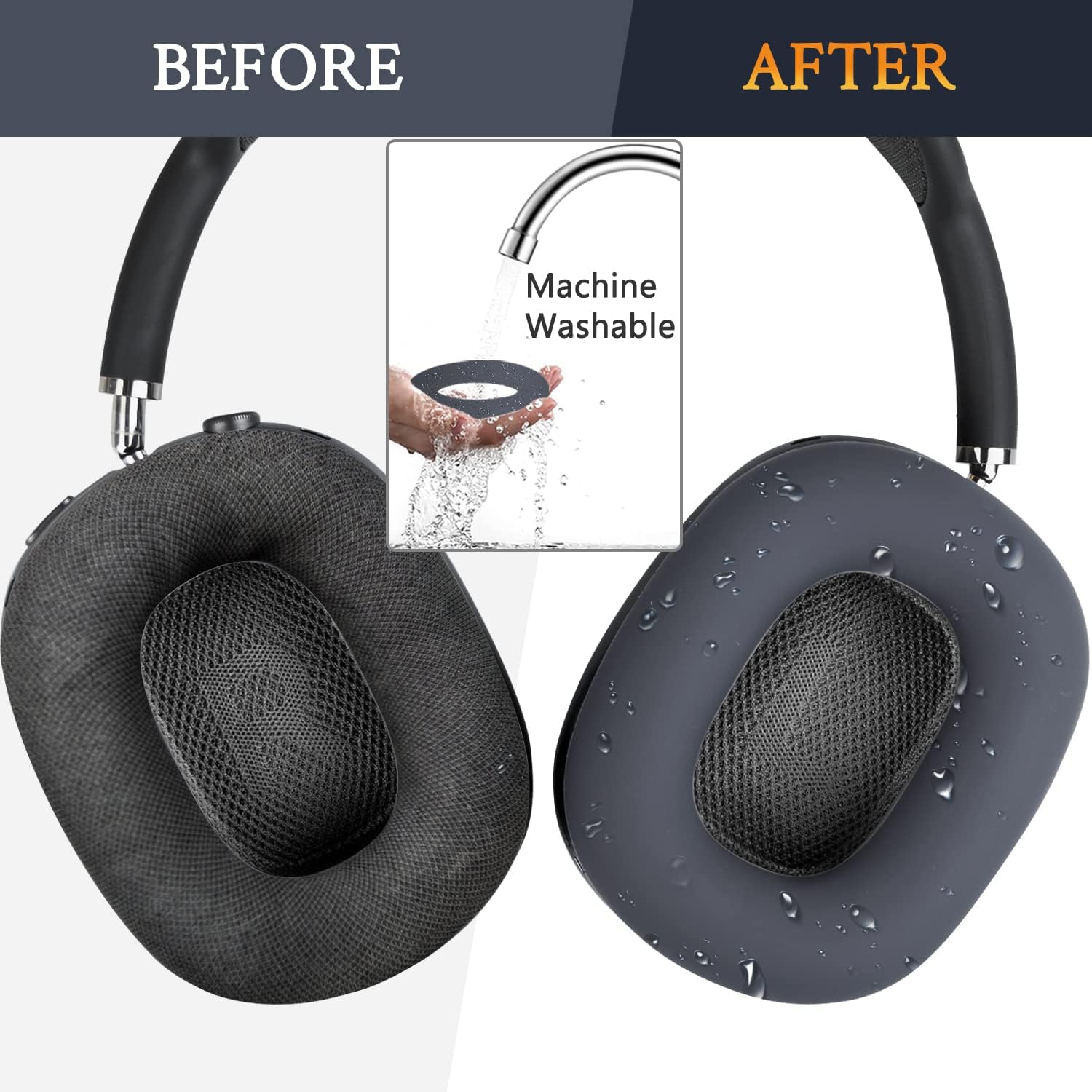 SOULWIT Protective Kit for AirPods Max, Headband Cover + TPU Case Protector + Silicone Ear Pads Cover, Sweatproof Accessory, Easily Washable, Anti-Scratch (Navy Blue) - Image 4