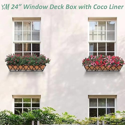 Miniatura 6 de Cubierta de ventana de 24 pulgadas con forro de coco, cajas de ventana de 24 pulgadas, canaleta de caballo con forro de coco para cerca, maceta de