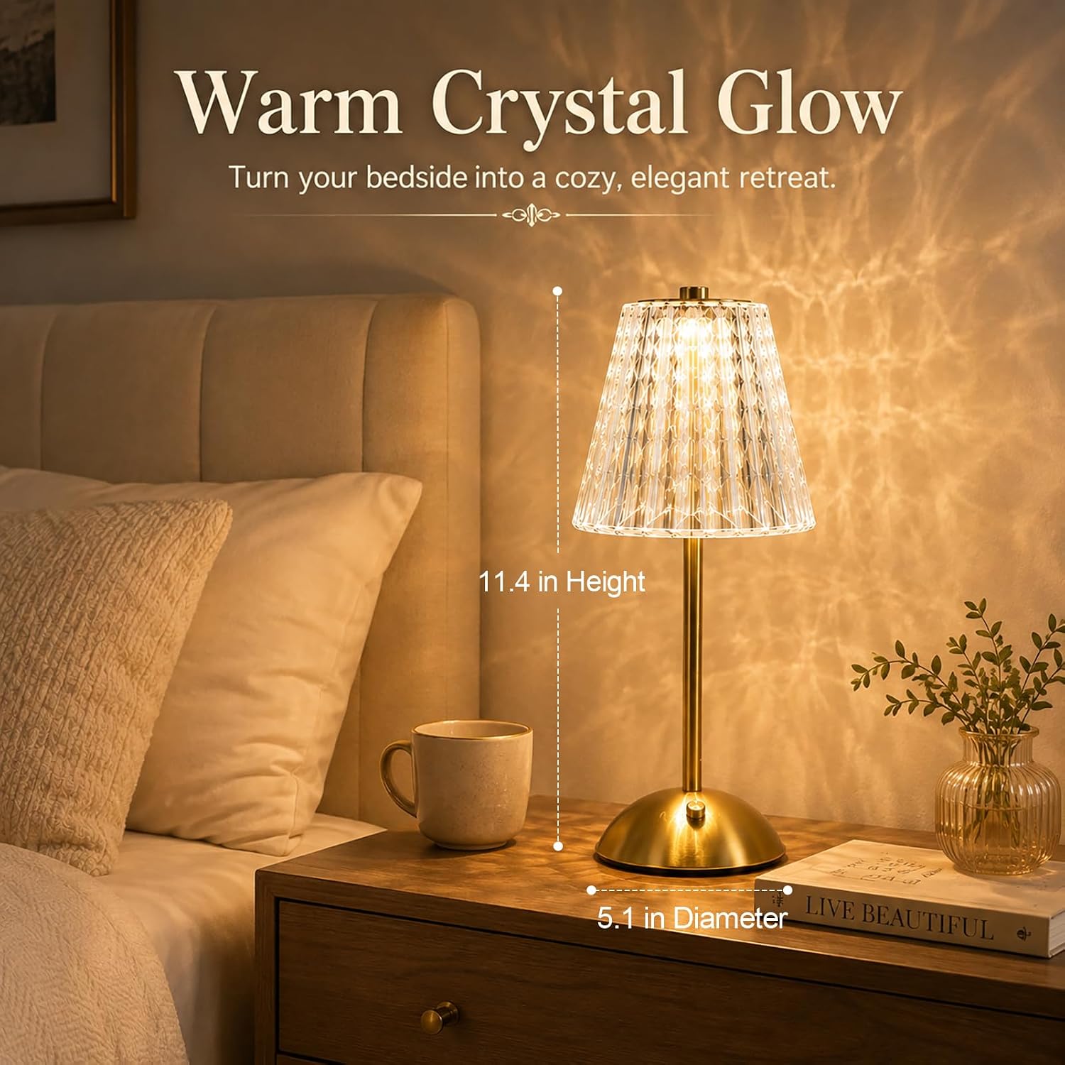 Led Cordless Table Lamps, 5000mAh Rechargeable Battery Operated Lamp image 5
