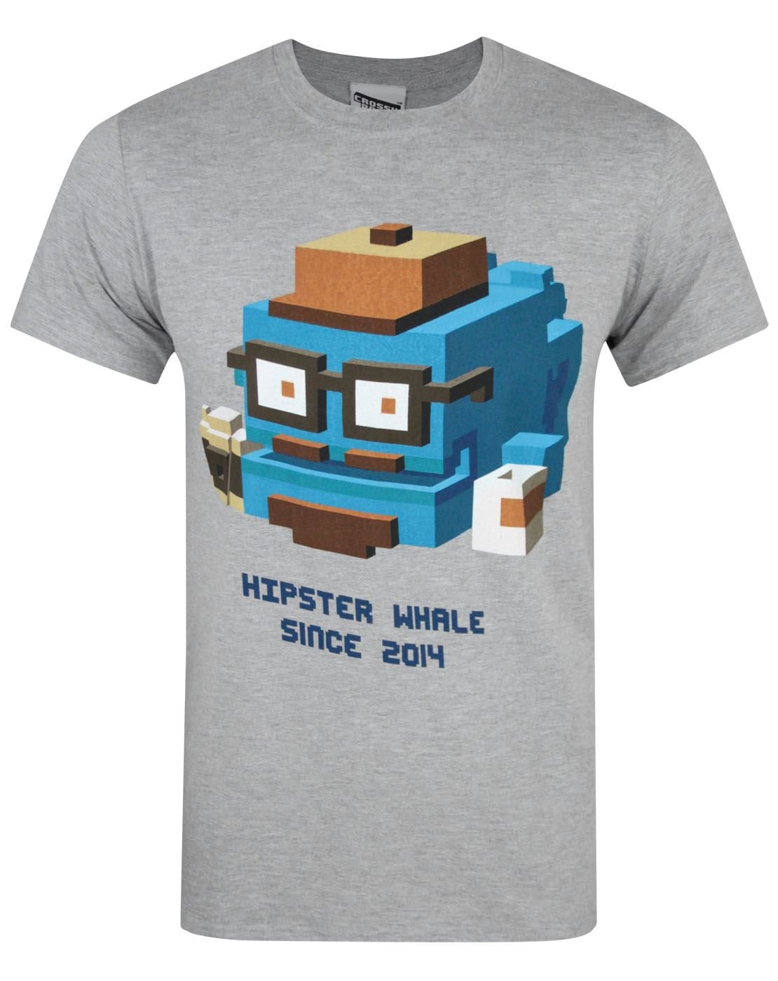 Crossy Road Men's Grey Hipster Whale T-Shirt (L)