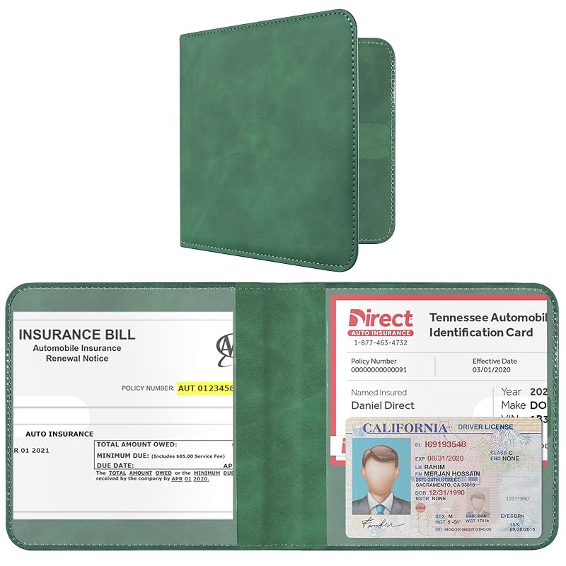Porta-Documentos Automotivo CoBak para Registro e Seguro, em Couro Sintético, com 2 Compartimentos, S-emerald