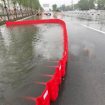 Flood Protection Barrier, ABS Flood Barrier Retractable Waterproof Wall L-Type Plastic Flood Prevention Board for Garage Basement Color red, Size 4pcs Red 4pcs