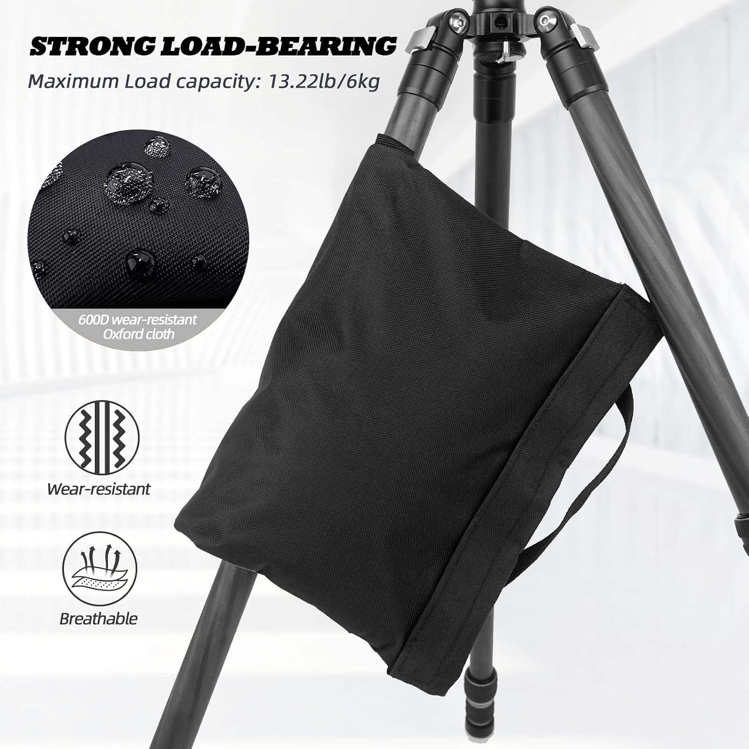 6 Pack Sandbag Weight Bags for Photography, Foldable Handheld Storage Bag with Shoulder Strap, 15.5"x9.4" Heavy Duty Polyester Saddlebag/Beanbag/Tripod Weight Bag for Camera Tripod