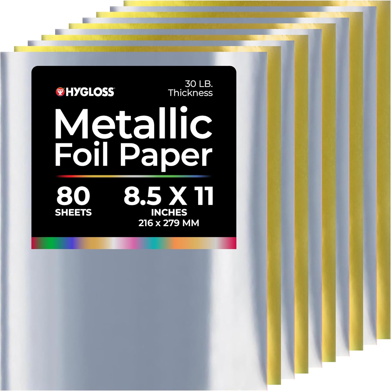 Hygloss Embossed Metallic Foil Paper - 80 Sheets Assorted Colors Shiny Papers - 8.5x11 Inches - Ideal Foil Papers for Crafts - Shiny Craft Paper Sheets