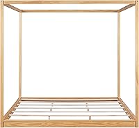 Vista 8 de Harper & Bright Designs Cama King con dosel de madera con 4 paneles de póster, marco de cama de suelo, cama de plataforma tamaño King para niños