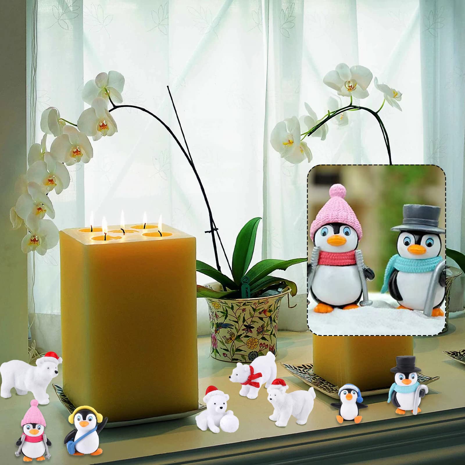 Décoration Hiver FEPITO 12 Figurines Hiver Résine - Pingouins, Ours Polaire, Flocons Neige - Déco Noël, DIY, Miniature Déco Hiver Jardin Décoration Hiver FEPITO 12 Figurines Hiver Résine - Pingouins, Ours Polaire, Flocons Neige - Déco Noël, DIY, Miniature Déco Hiver Jardin