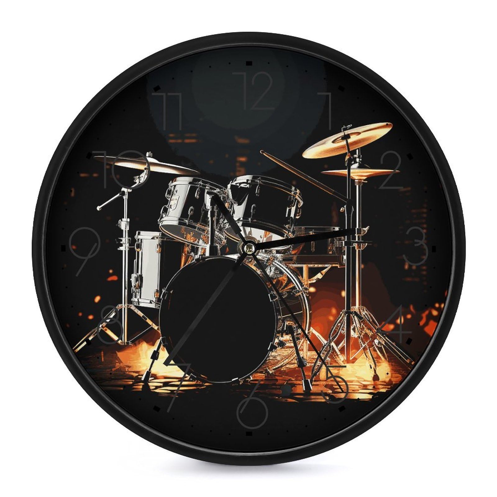 Horloge murale ronde 25cm silencieuse et noire pour bureau