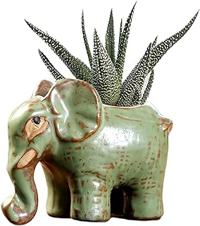 DIYOMR Small Ceramic Planter Pot, 4.3" Vintage Bronze Animal Planters Ceramic Flowerpot Succulent Pots Cactus Pot