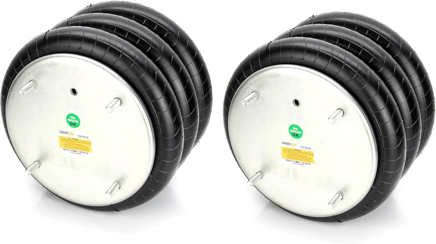 2 pack of TORQUE Triple Convoluted Air Spring Bag (Replaces Hendrickson 13041, Firestone W01-358-7818) (2 x TR7818)