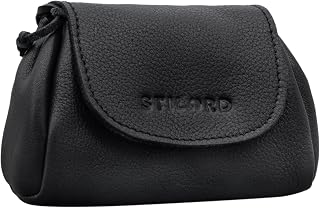 Bronn' Monedero Cuero Vintage Pequeño Portamonedas para Monedas y Billetes Estuche Llaves Cuero Genuino, Color:Negro