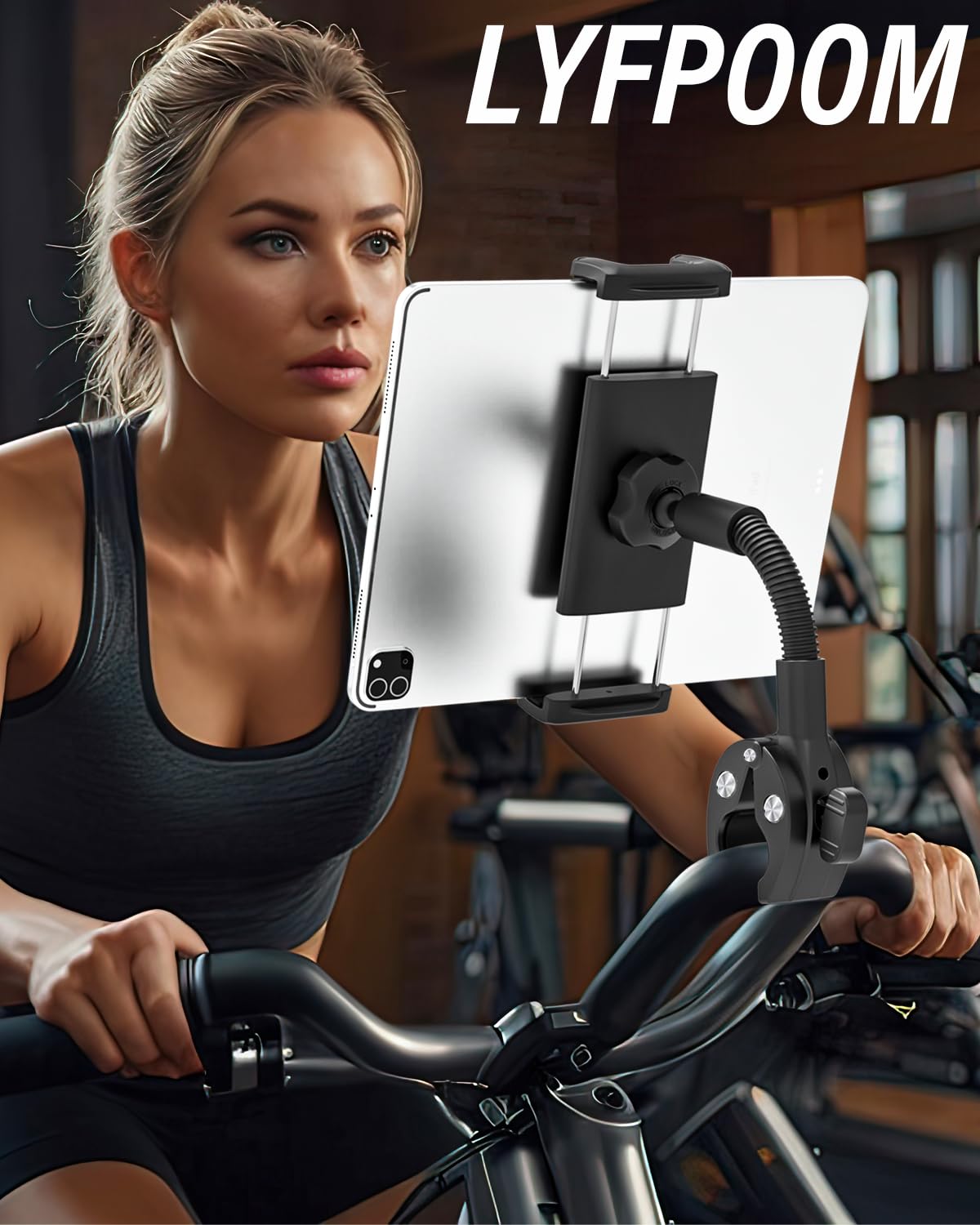 Col de Cygne Support Tablette de Vélo, [métallique intégrée] - Support de Tablette de vélo d'exercice,pour iPad, Sumsung Tab, Sony Autre 4.7-12.9" Telephone et Tablette