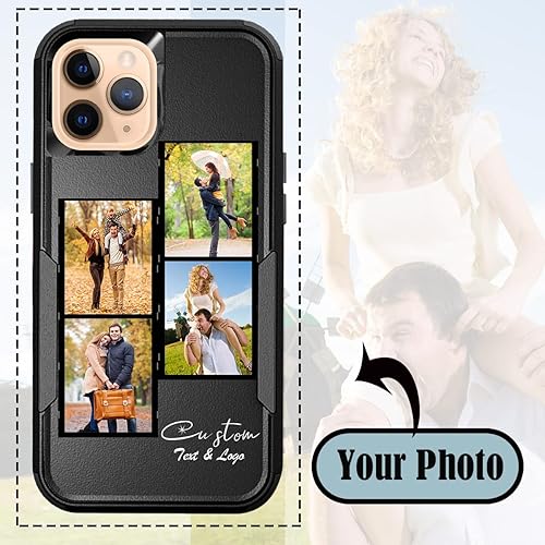 Vista 151 de Funda de fotos personalizada para Apple iPhone 11 Pro Max, patrón de collage a cuadros, personalizado para hacer imágenes en gruesa 3 híbrida Rosa