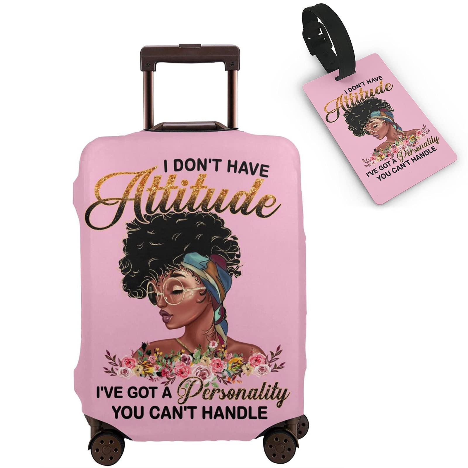 Hepmant Travel Suitcase Protector African American Woman Elastic Protective Washable Luggage Cover With Concealed Zipper Suitable For 18-32 Inch 【L (
