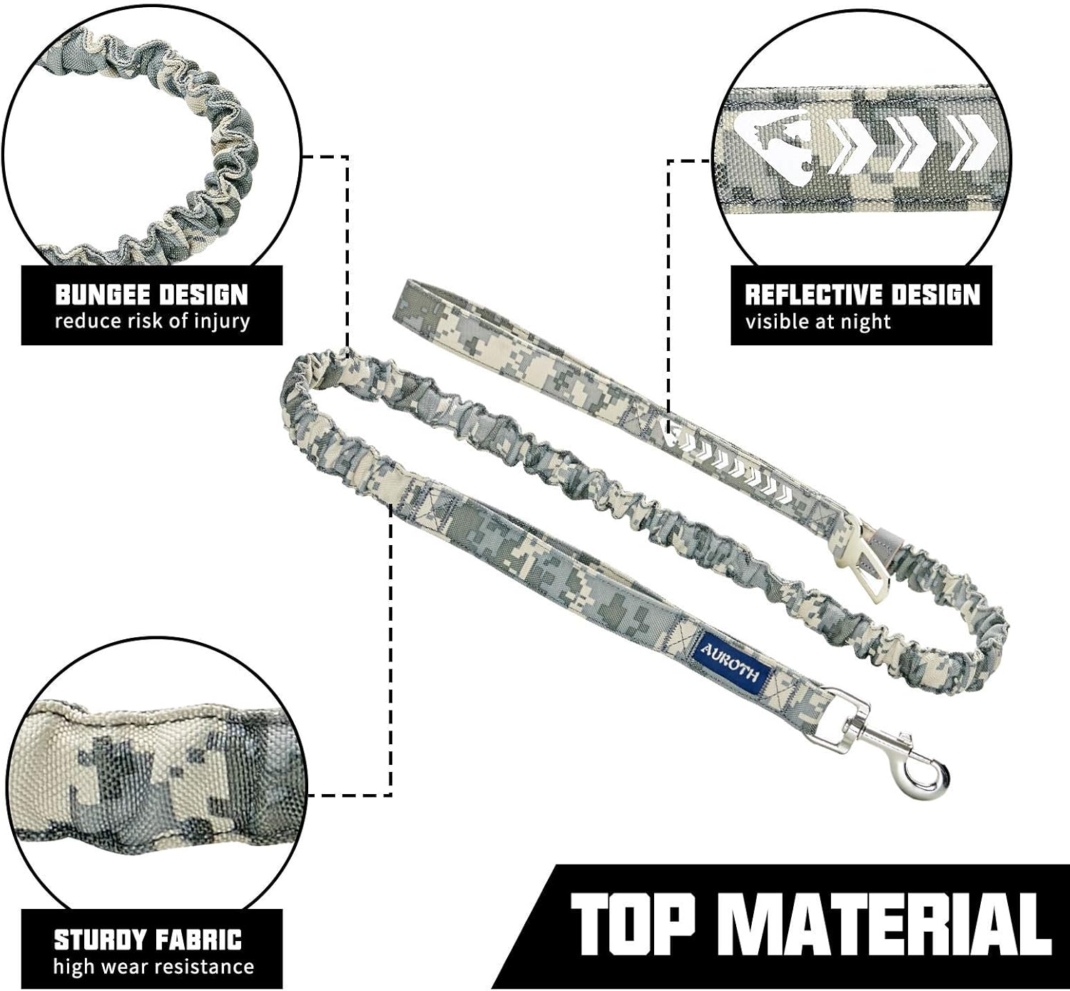 Auroth Tactical Dog Harness with Heavy Duty Dog Leash for Large Breed Dogs, No Pulling Reflective Dog Training Vest
