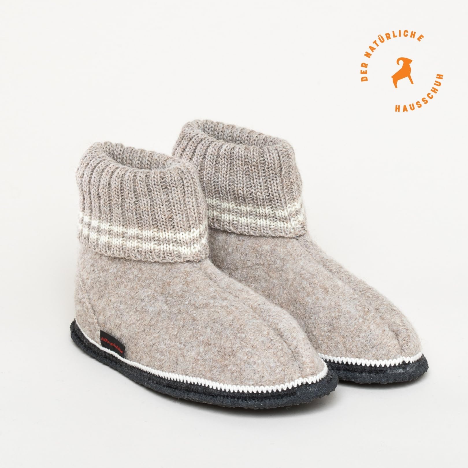 Hüttenschuh Ötz - Hausschuh für Damen & Herren | 100% Schurwolle Beige, 45