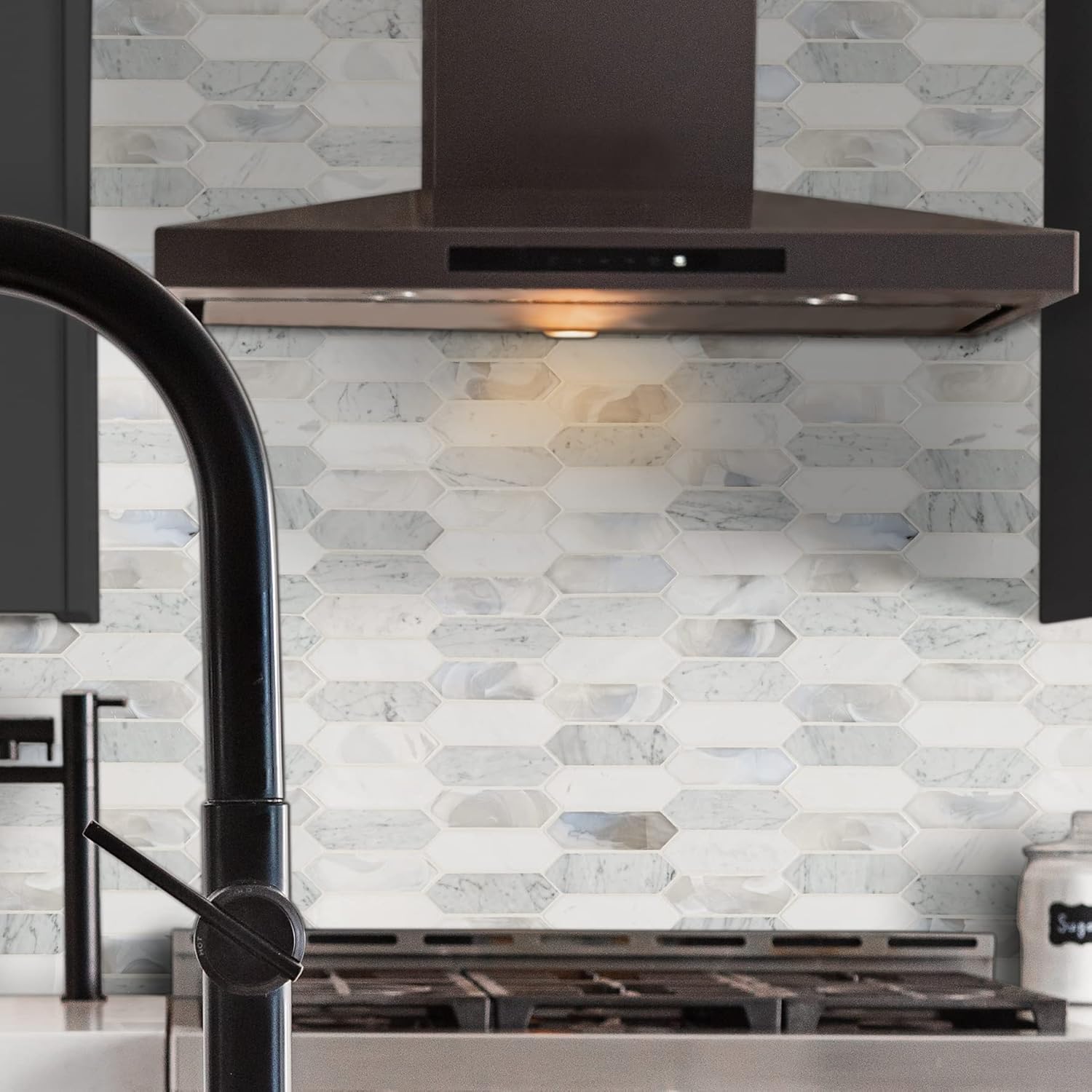 MSI Cienega Springs 14.6" x 11" Stone Picket Tile for Kitchen Backsplash, Wall & Shower, Mesh Mounted Mosaic, White-Cool