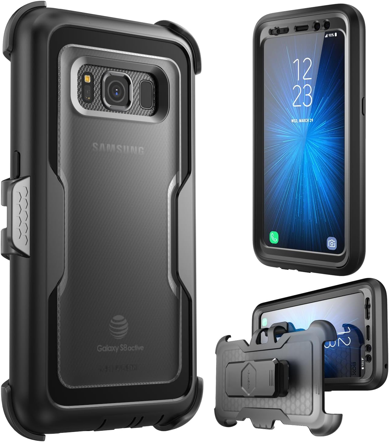 i-Blason Case for Galaxy S8 Active , Magma Full body Heavy Duty Protection Shock Reduction / Bumper Case with Built-in Screen Protector (Not Fit Galaxy S8/S8 Plus)(Black)
