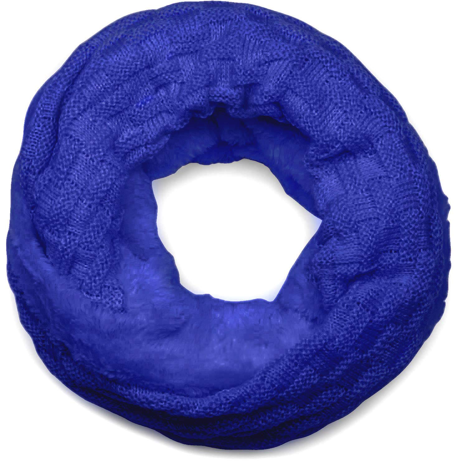 styleBREAKER warm fine-knit loop scarf with woven pattern and very soft fleece lining, snood, unisex 01018150, Colour:Royal Blue