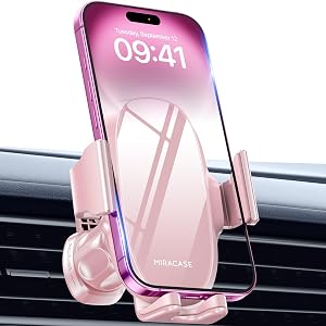 Miracase Phone Holder for Car Air Vent, Stability via Clip & Metal Hook Car Phone Holder Mount, 360°Cell Phone Holder Car Mount Fits iPhone 17 16 15 Pro Max 14 Samsung and All Phones