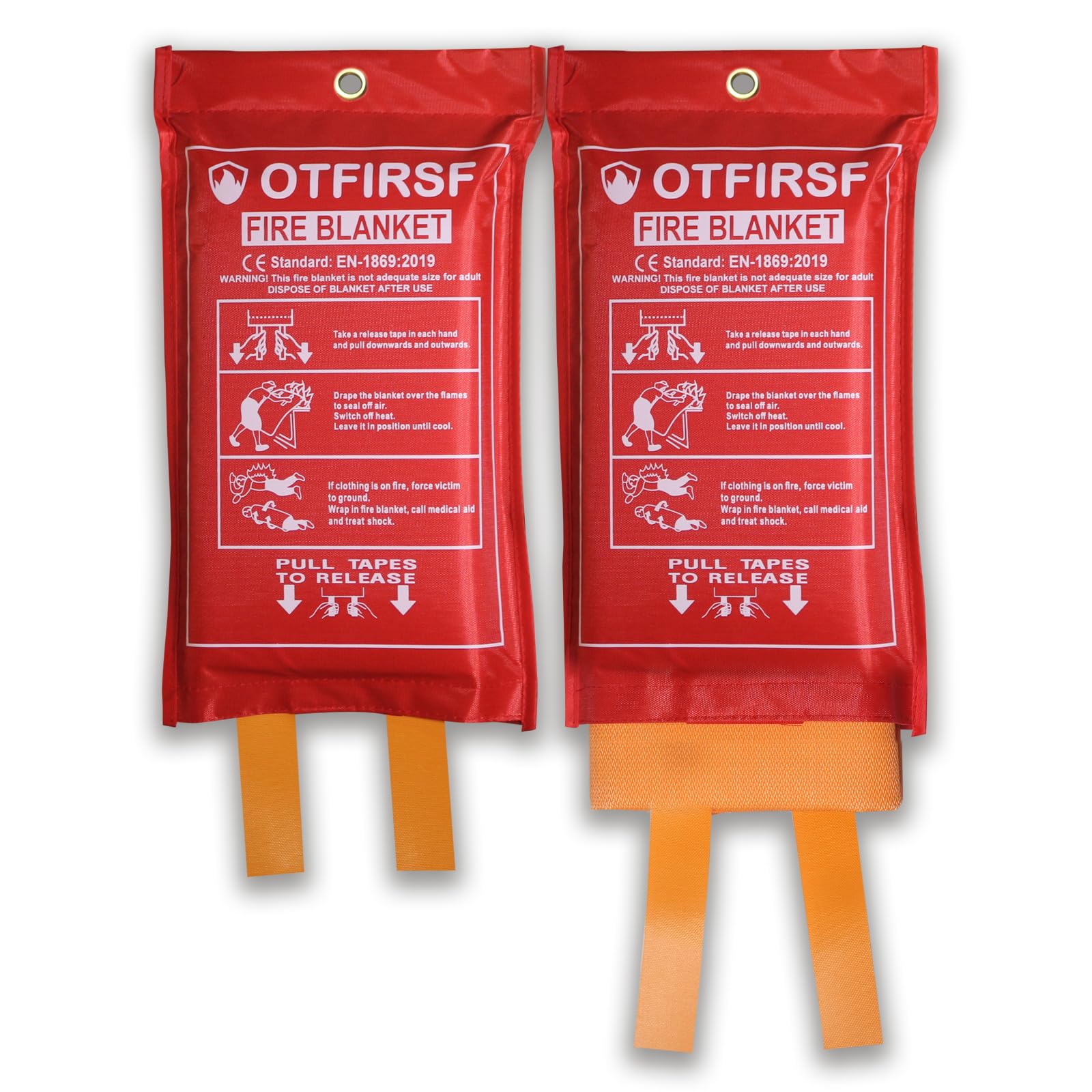 Emergency Fire Blanket For Home And Kitchen-Orange-A 2 Pack - View #2