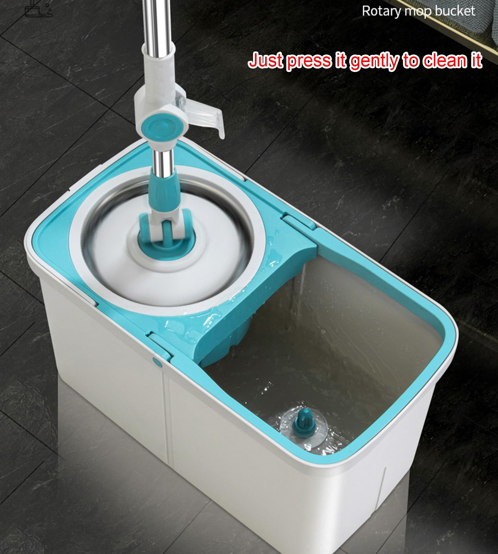 Juego de fregona giratoria y Cubo, fregona giratoria de Microfibra con 2 Almohadillas, Pedal Giratorio y Cubo con escurridor para la Limpieza de Suelos - Ideal para el hogar y la