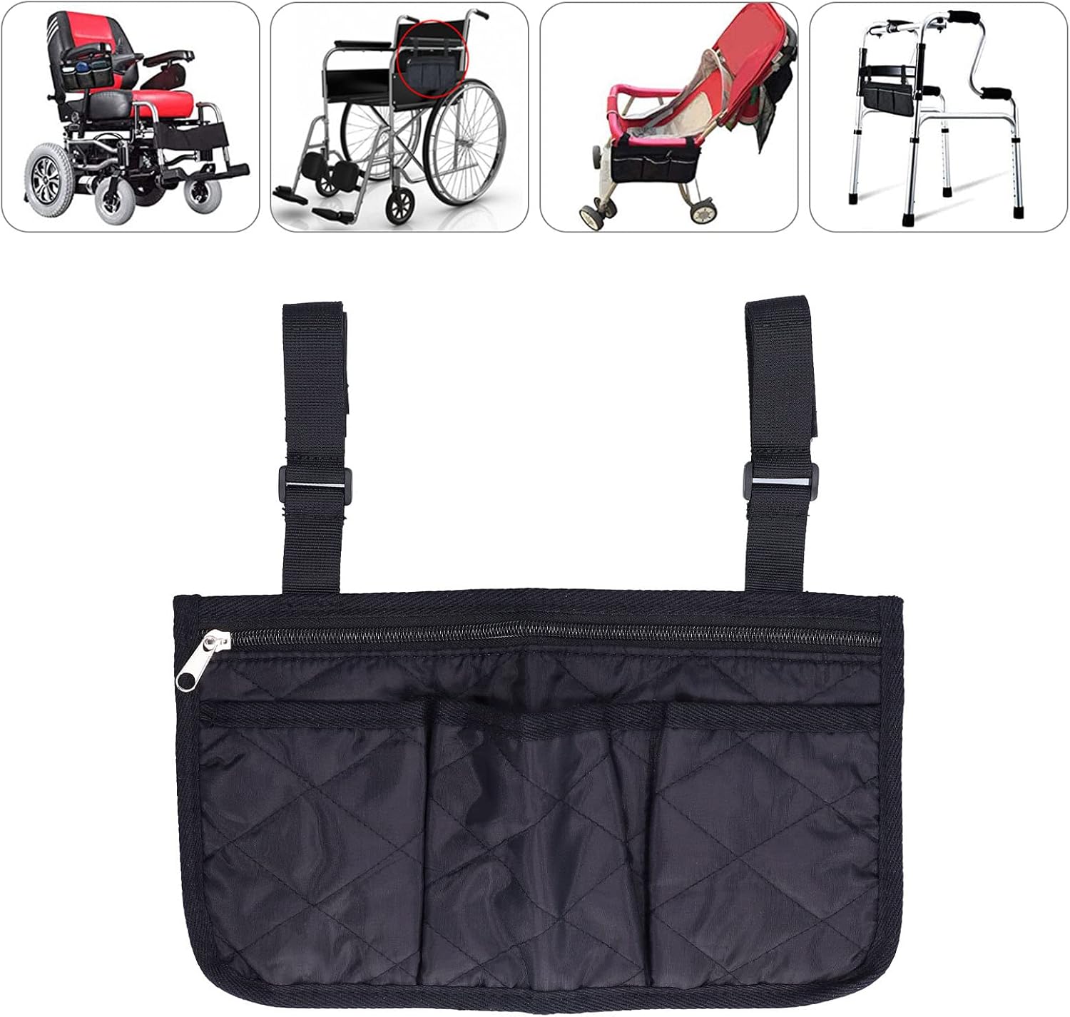 Yosoo Wheelchair Side Bags, Large Capacity Beautiful Practical Wheelchair Portable Pocket for Strollers for Home Chairs for Wheelchair for Walkers : Health & Household