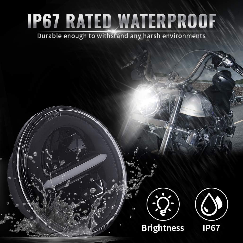 Flash Deals - 60% OFF Z-OFFROAD 5-3/4 5.75 inch LED Headlight with Halo DRL Bulb Kit Motorcycle Headlamp Compatible with Harley Davidson Dyna Softail Sportster Wide Glide Iron 883 Street Bob Low Rider - Black