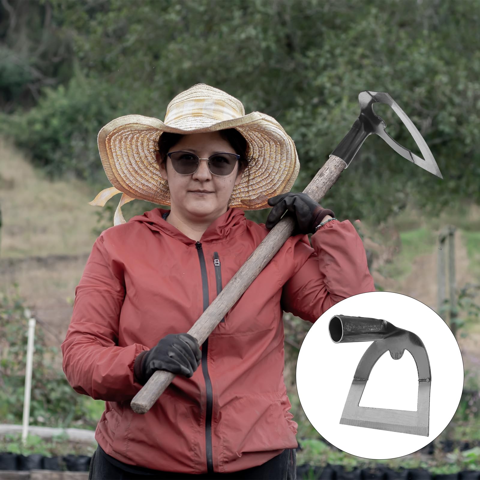 OSALADI Azada Hueca De Jardín De Acero Inoxidable 8.4 Pulgadas Herramienta De Mano Para Deshierbar Aflojar Suelo Y Cultivar En Huertos Y Jardines