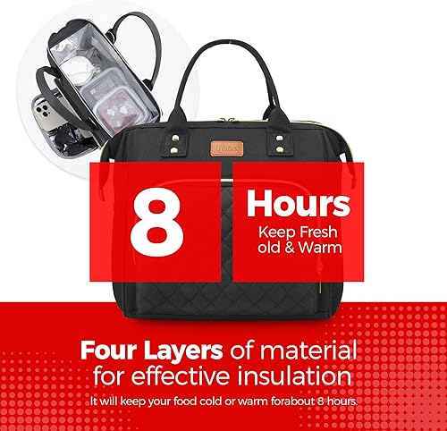 Miniatura 2 de Bolsas de almuerzo para mujer, lonchera para mujer, bolsa de almuerzo aislada, bolsas de almuerzo a prueba de fugas para el trabajo con correa