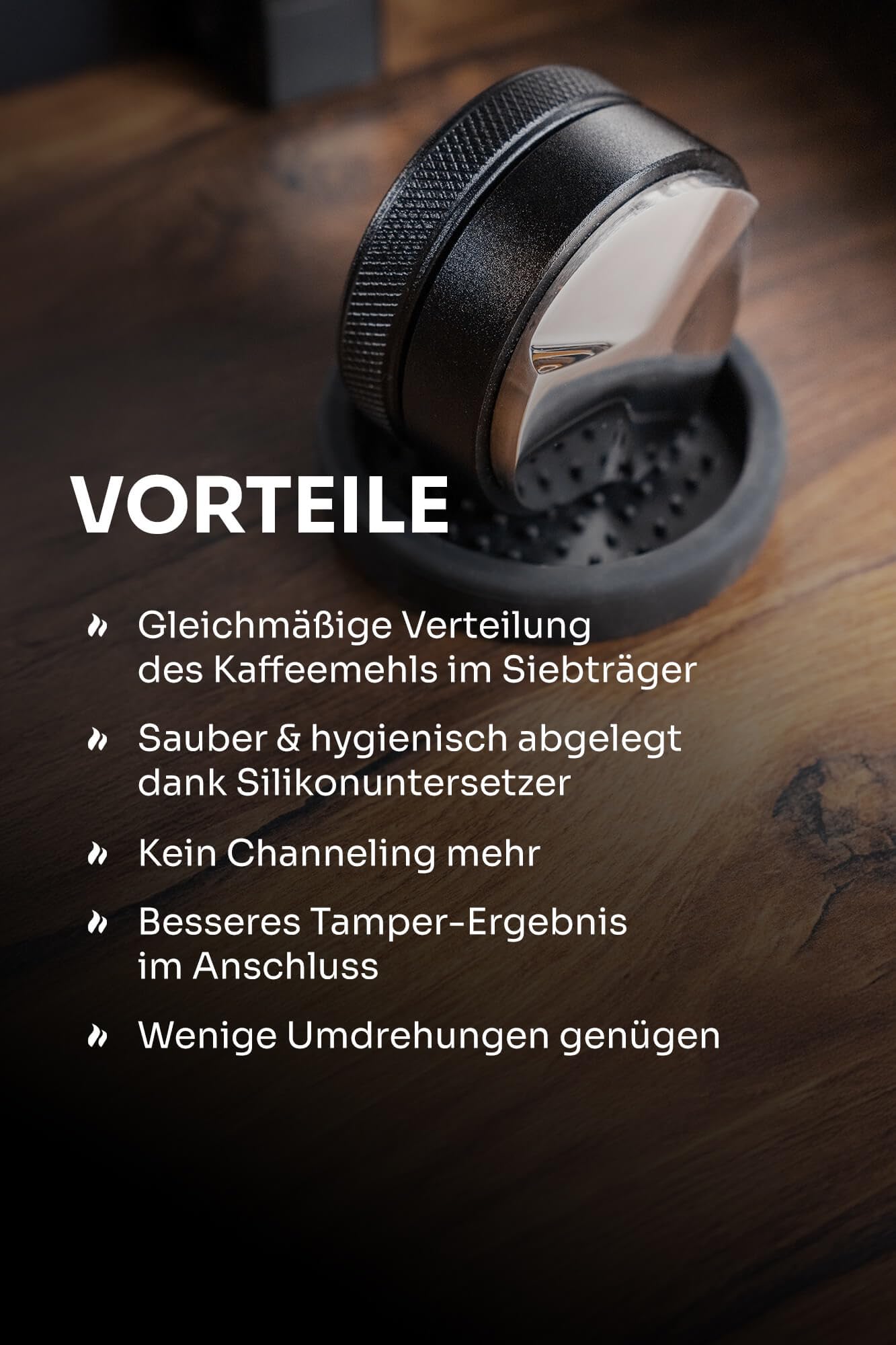 roastmarket Espresso Leveler 58mm | Höhenverstellbarer Kaffeeverteiler aus Edelstahl | Barista Zubehör für Siebträgermaschine | inkl. Silikonablage | Ideal für gleichmäßige Espresso-Extraktion