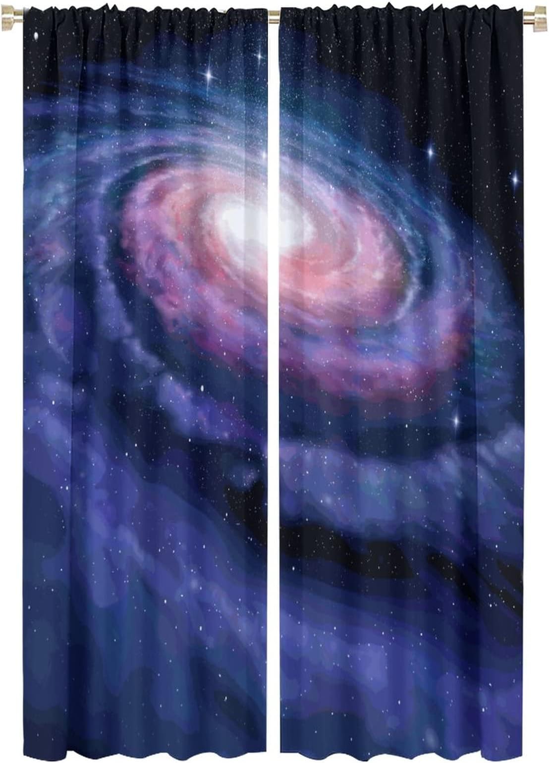 Galaxy Curtains Nebula in Outer Space Spiral Stardust Mist Cloud of Dust Planetarium Astronomy Art Window Drapes for Living Room Bedroom 2 Panel 42W×63L Inch