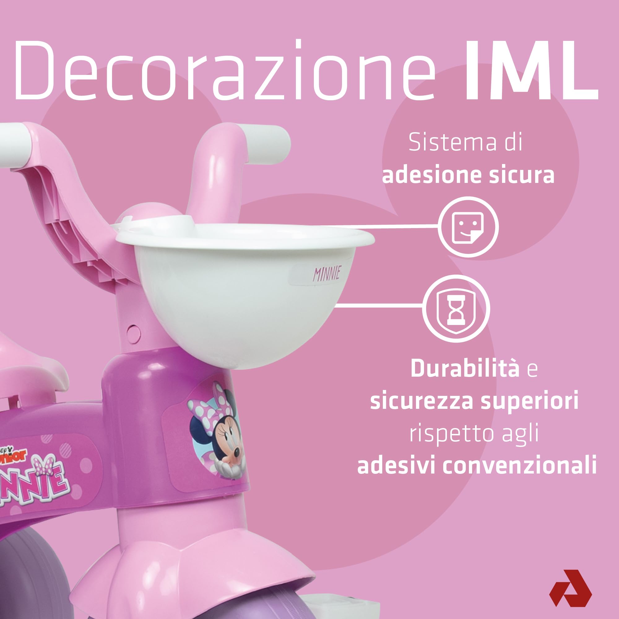 Triciclo Bambina 1 2 3 Anni Trico Max Minnie Mouse Rosa Disney Con Pedali Cestini Anteriore Posteriore Ruote Stabili Ergonomico Leggero Interno Esterno INJUSA Ufficiale