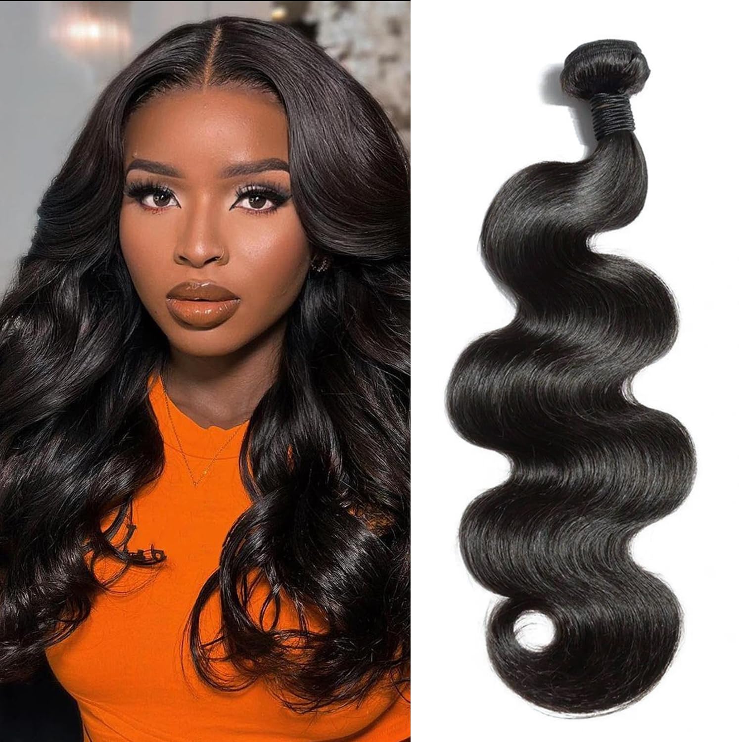 15A Grade Body Wave Bundles Human Hair 14 Inch 100% Unprocessed Virgin Brazilian 1 Bundles Human Hair Bundles Hair Extensions Natural Color For Women(14 Inch)