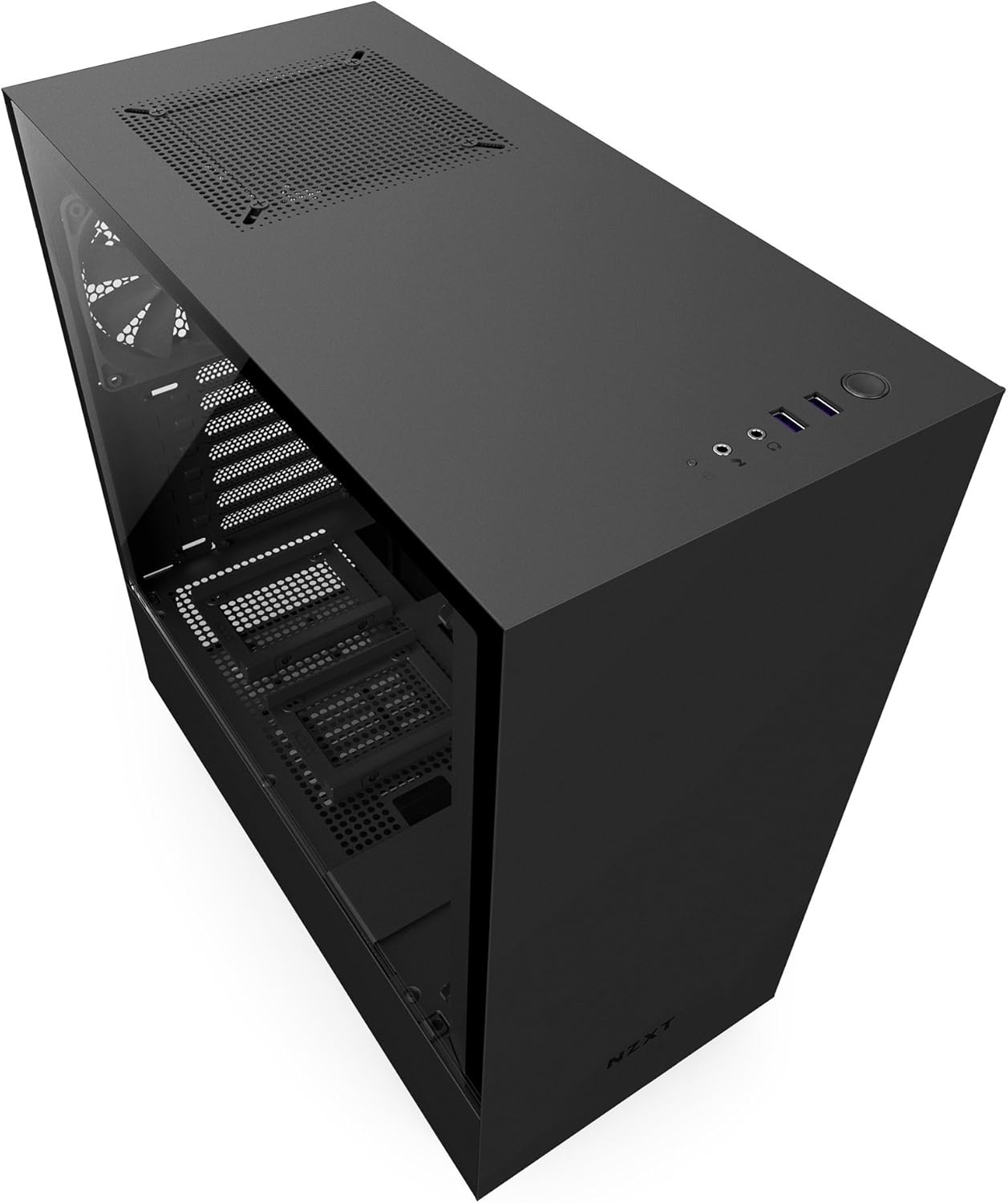 Internal rear view of NZXT H500 Non i-Series computer case, showing cable routing and SSD mounts