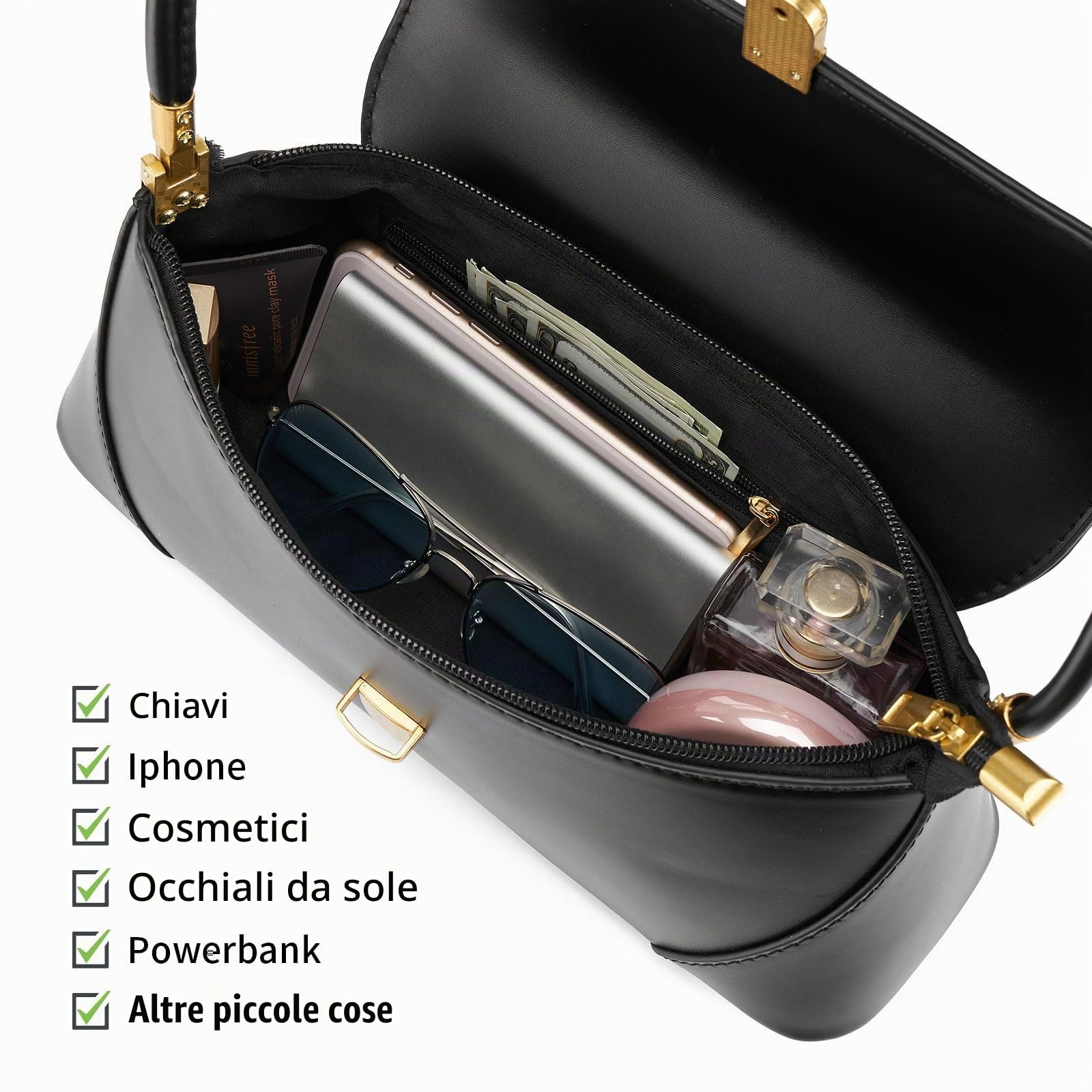 Borsa a Tracolla Vintage per Donna - Classica in Pelle Vegana Con Pochette e Chiusura a Fibbia Retrò
