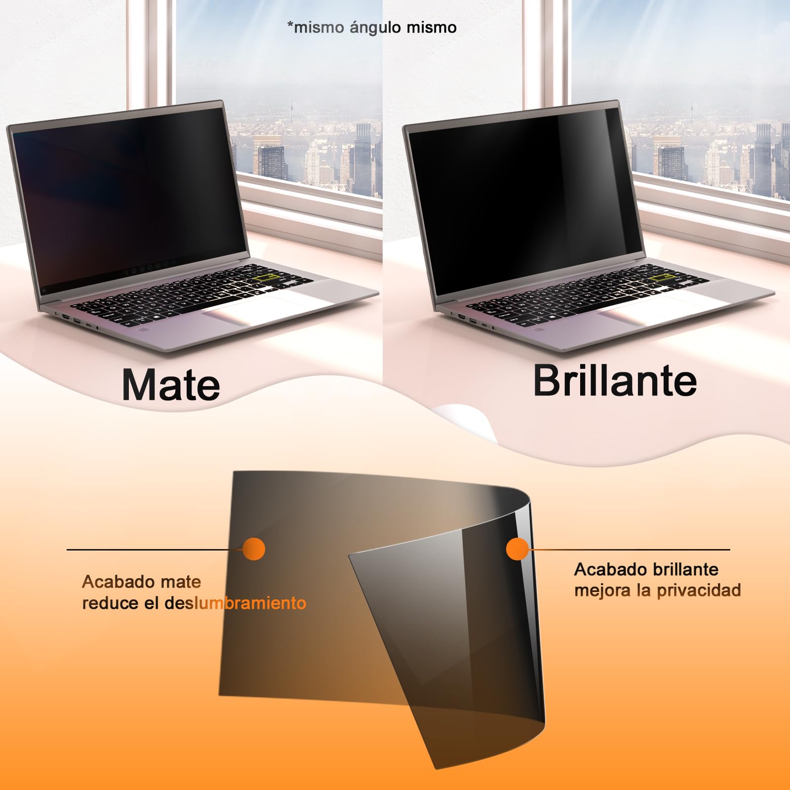 Pantalla de Privacidad Para Portátil de 13.3 Relación de Aspecto 16:9, Protector de Filtro Antirreflejo de Luz Azul, Privacy de Film Extraíble Compatible con Lenovo/HP/Dell/Acer/Samsung/Asus/Toshiba