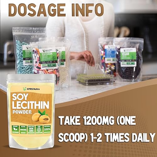 Miniatura 5 de XPRS Nutra Lecitina de soja en polvo de grado alimenticio emulsionante de grasa – Adecuado para cocinar, hornear y más – Vegano amigable con la