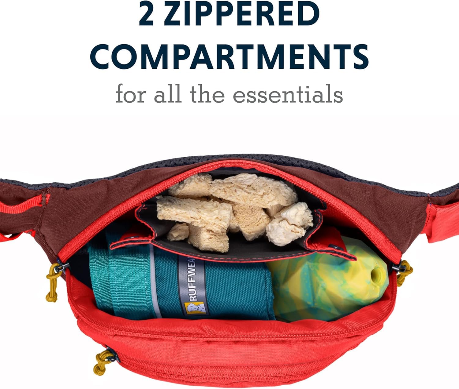 RUFFWEAR Home Trail Hip Pack, sac à bandoulière réglable et sac de ceinture pour promener le chien, pochette à friandises pour chien et sac de transport pour déjections canines, Sumac rouge